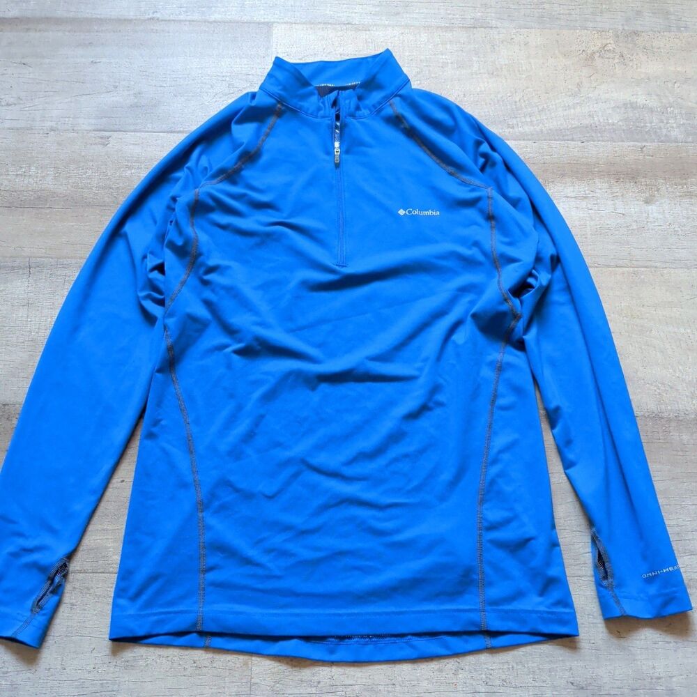 Columbia Mens L Blue Omni-Heat Thermal Long Sleeve Base Layer Outdoors